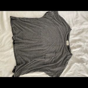 Black and white stripped Project social tee